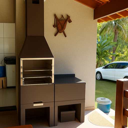 Asador para quincho Fortaleza mas mesa lateral  de concreto pre formado